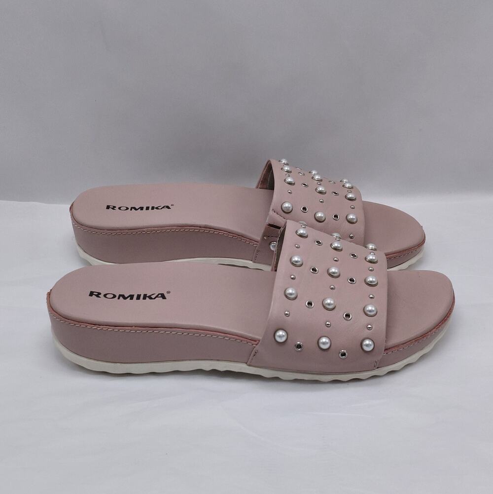 Josef Siebel Romika Forenz 07 Sandals Women's 37(6.5) Pink Embellished Slip On